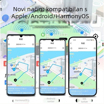 Android lokator protiv gubitka s alarmom za djecu, starije i kućne ljubimce — Wi-Fi pozicioniranje, domet do 1000 m, baterija 220 mAh, težina 10 g, kompatibilan s Android i iOS