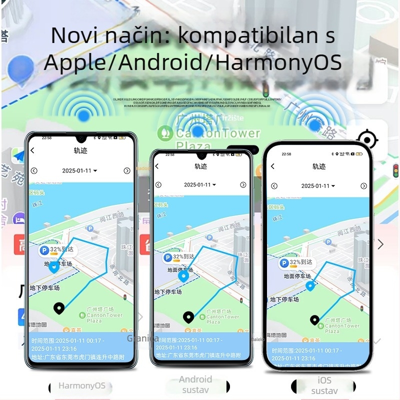 Android lokator protiv gubitka s alarmom za djecu, starije i kućne ljubimce — Wi-Fi pozicioniranje, domet do 1000 m, baterija 220 mAh, težina 10 g, kompatibilan s Android i iOS