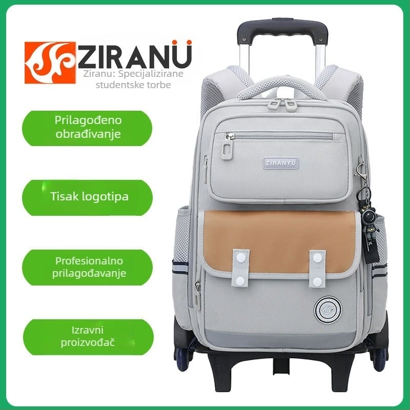 Natural Fish koliesna školska torba za učenike – 20–35 L, Oxford platno, ručka za vuču, kotači avionskog tipa, unutarnji organizator (zip torba, ID džep, laminirani džep)