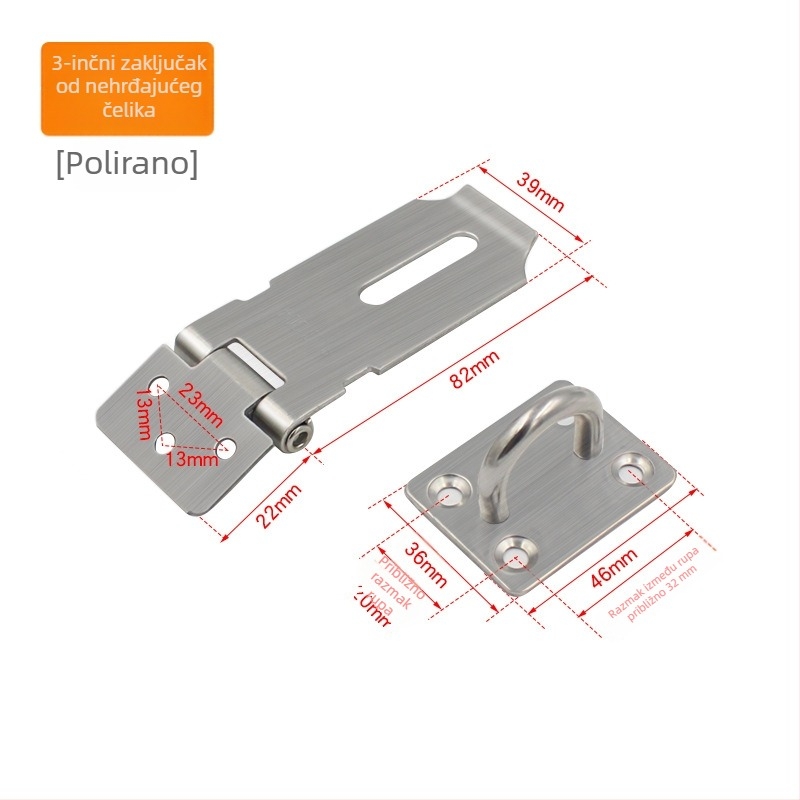 Nerđajući čelični kaiš zaključavanje za ormariće i ladice — Marke Dinit, Model 141654152, Pogodno za komode, vrata, ormariće, prozore, Stil: moderni jednostavnost, Materijal: nehrđajući čelik