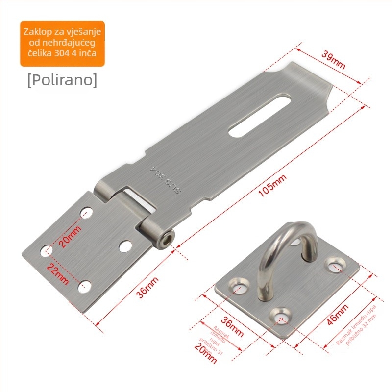 Nerđajući čelični kaiš zaključavanje za ormariće i ladice — Marke Dinit, Model 141654152, Pogodno za komode, vrata, ormariće, prozore, Stil: moderni jednostavnost, Materijal: nehrđajući čelik