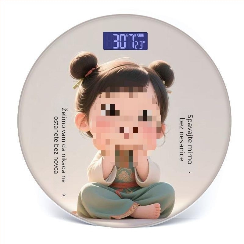 Kućna elektronička vaga za mjerenje tjelesne težine, sladak crtani dizajn, marka Zhang Zhe Factory, pogodno za odrasle