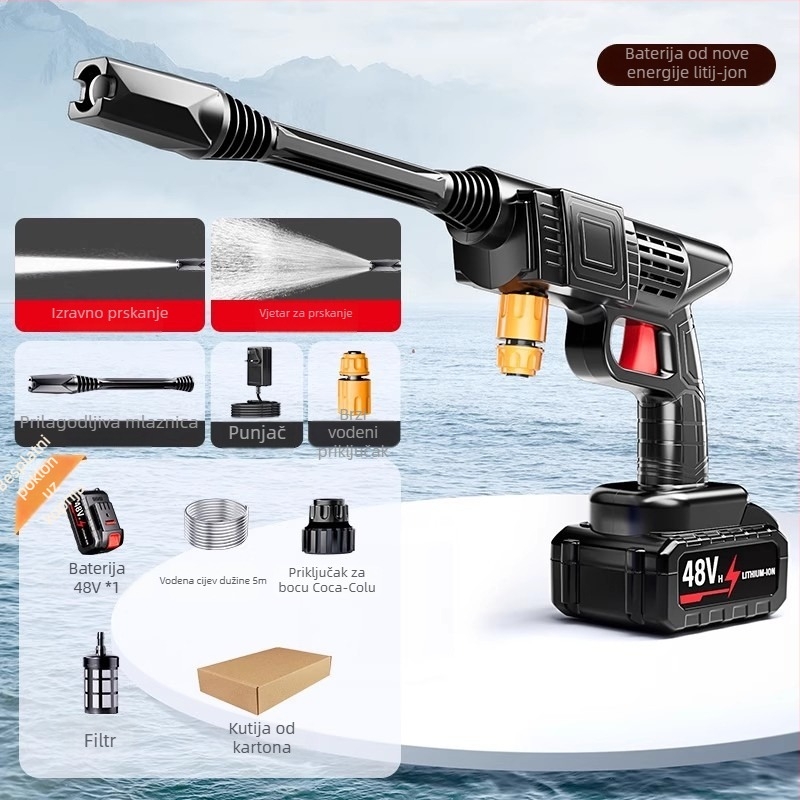 Bežični autopranje s mlaznicom visokog tlaka, 25V litijeva baterija, električni pojačivač vode