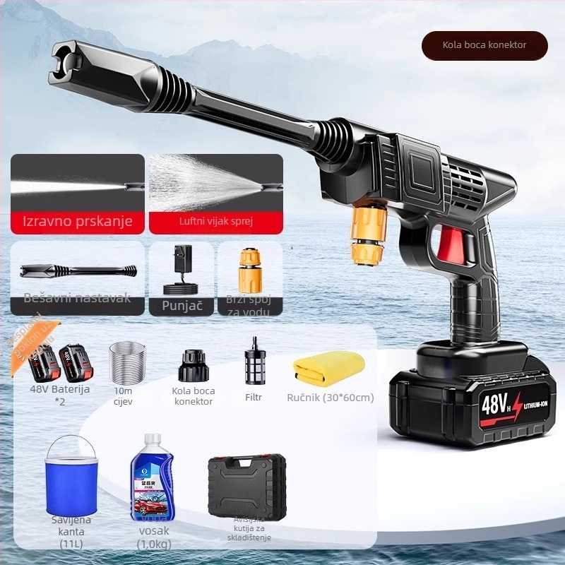 Bežični autopranje s mlaznicom visokog tlaka, 25V litijeva baterija, električni pojačivač vode