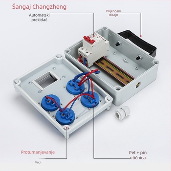 Vanjska IP65 vodootporna kutija za raspodjelu s površinskim ugradnjom, trostupanjsku kutiju za distribuciju s zaštitom od curenja, 220V