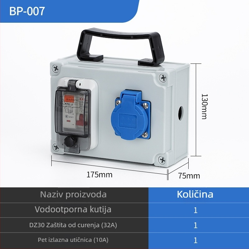 Vanjska IP65 vodootporna kutija za raspodjelu s površinskim ugradnjom, trostupanjsku kutiju za distribuciju s zaštitom od curenja, 220V