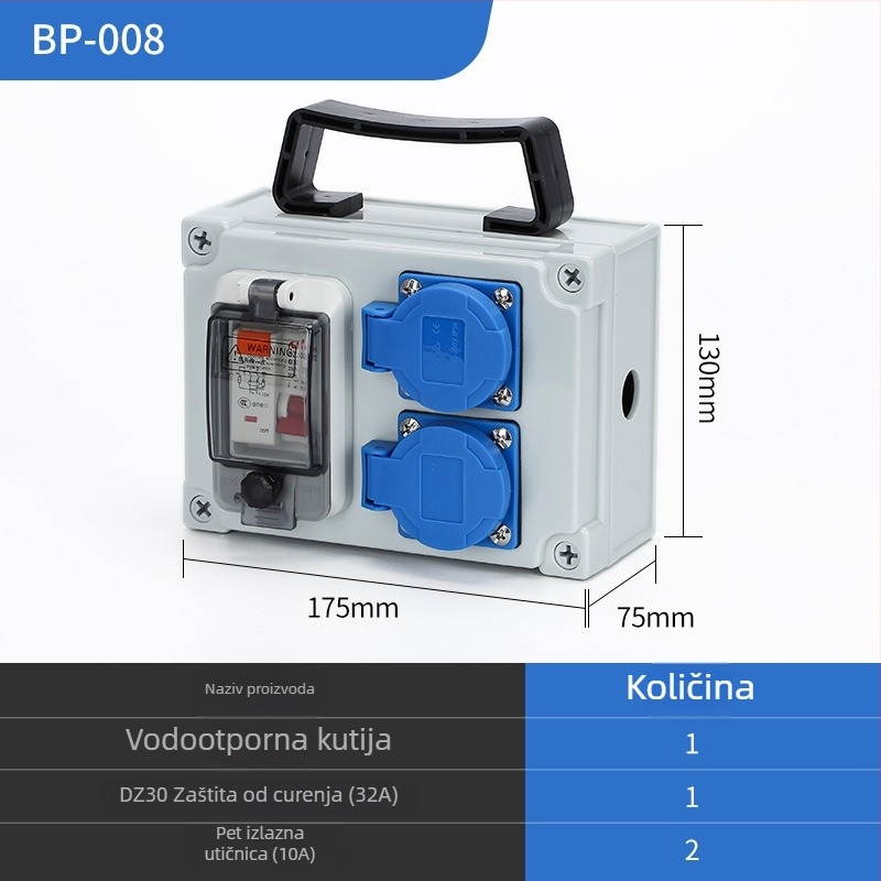 Vanjska IP65 vodootporna kutija za raspodjelu s površinskim ugradnjom, trostupanjsku kutiju za distribuciju s zaštitom od curenja, 220V