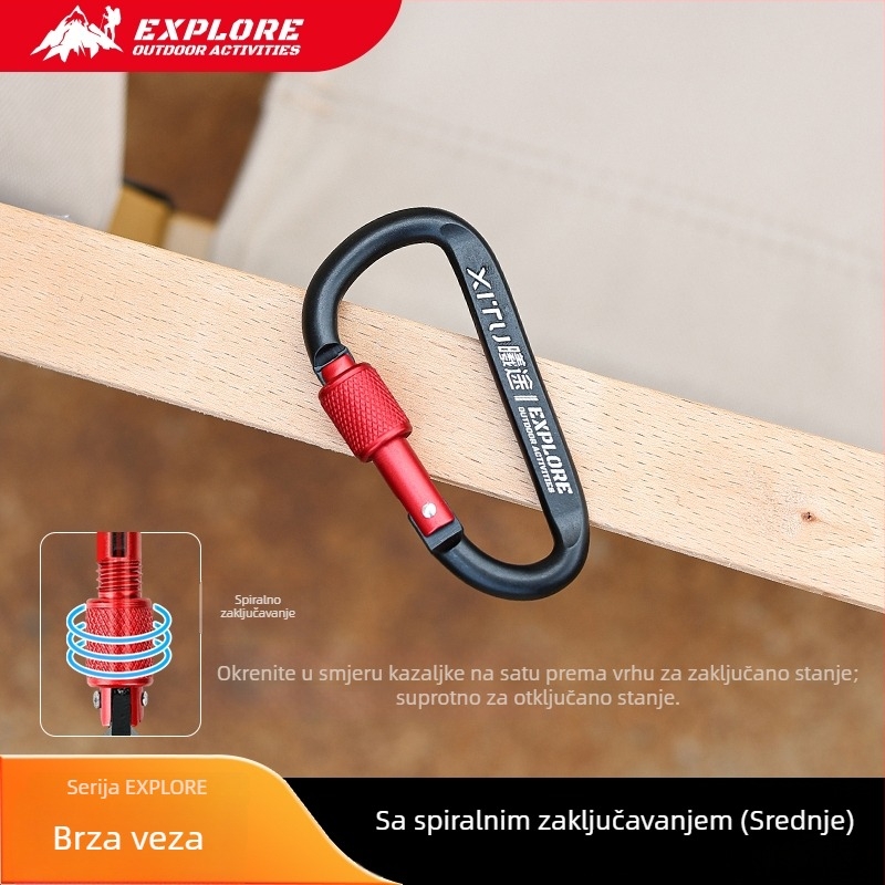 Zaključavajući karabiner tipa D, privjesak za ključeve za kampiranje na otvorenom — mini stil