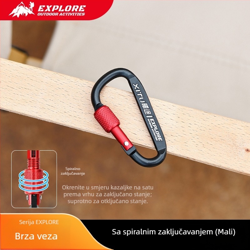 Zaključavajući karabiner tipa D, privjesak za ključeve za kampiranje na otvorenom — mini stil