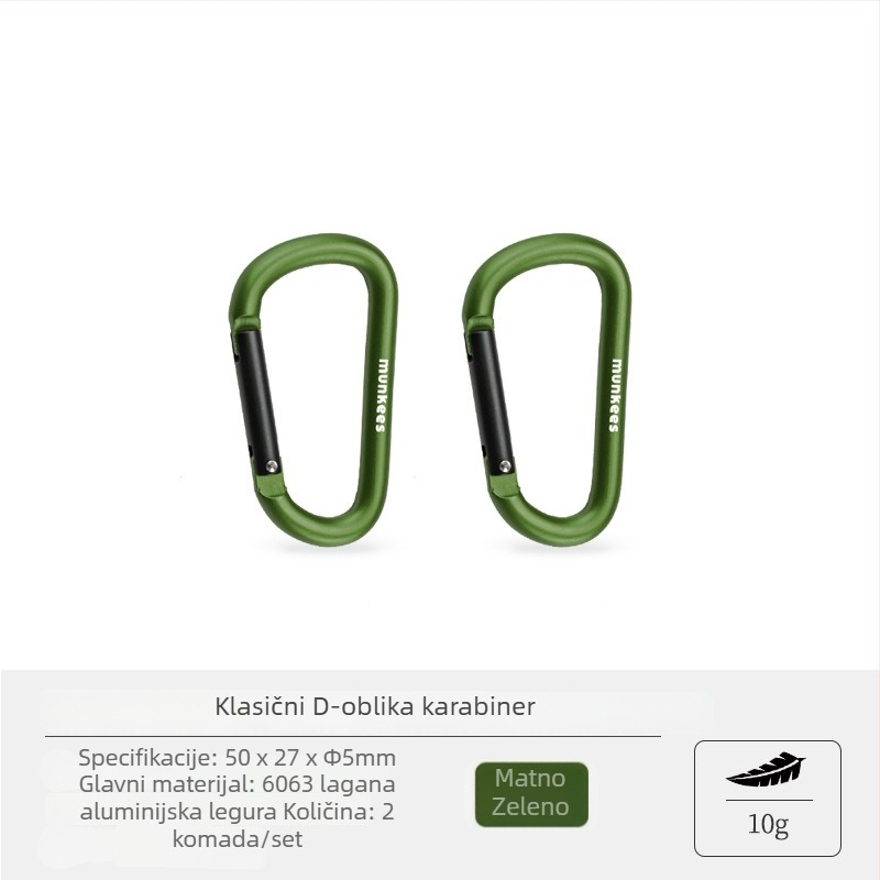 Nerđajući čelični karabiner s D-oblikom – mini zaključavajući prsten – višenamjenski prsten za ključeve za vanjsku torbu | nosivost: 60