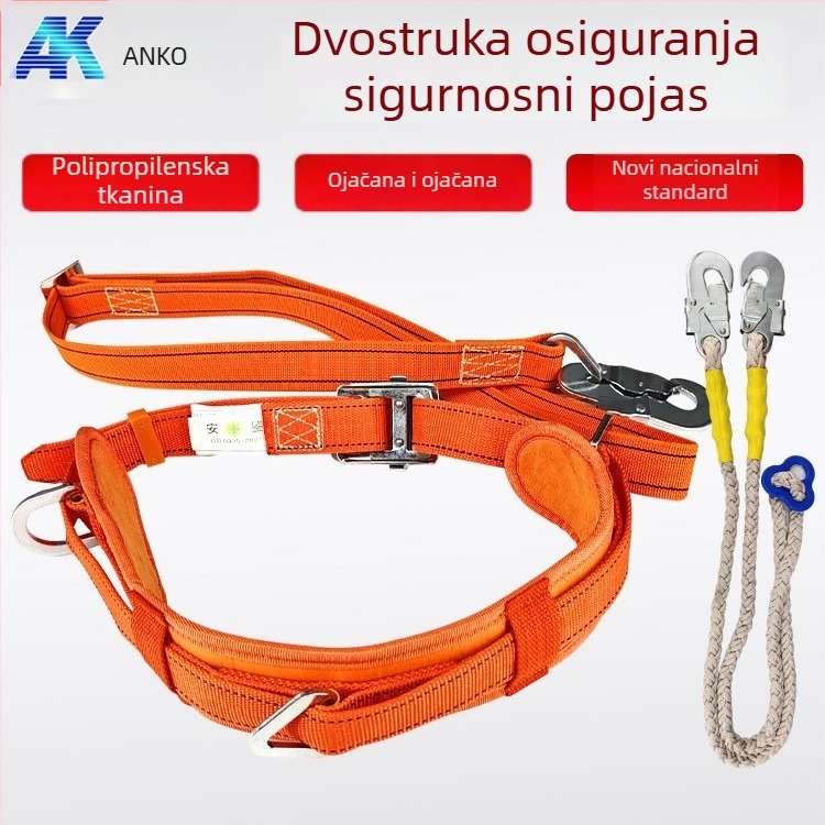 Anke sigurnosni pojas za cijelo tijelo za rad na visini s najlonskom trakom i najlonskim užetom