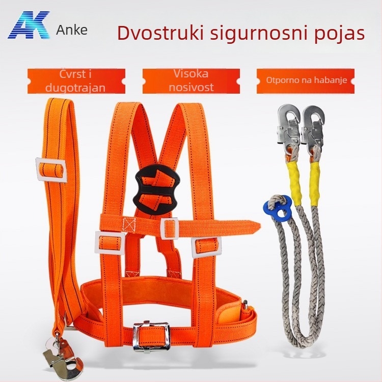 Anke sigurnosni pojas za cijelo tijelo za rad na visini s najlonskom trakom i najlonskim užetom