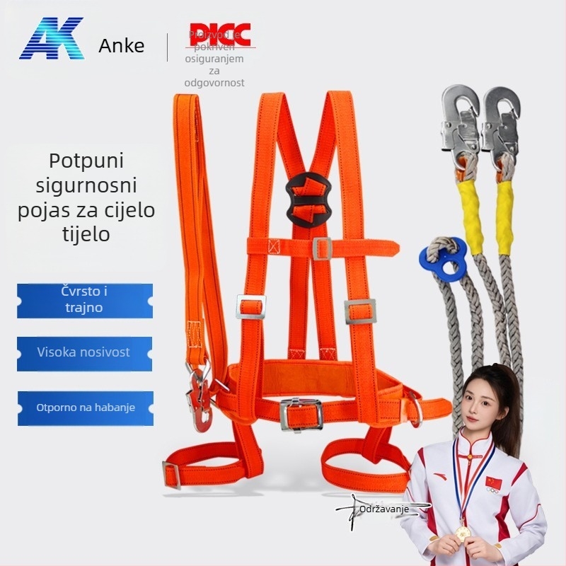 Anke sigurnosni pojas za cijelo tijelo za rad na visini s najlonskom trakom i najlonskim užetom