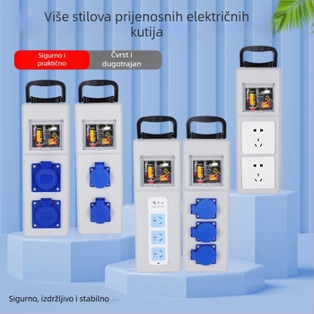 Prijenosna električna kutija za gradilište s zaštitom od curenja, IP54, plošno montirana, kućište od polikarbonata, utičnice za priključke
