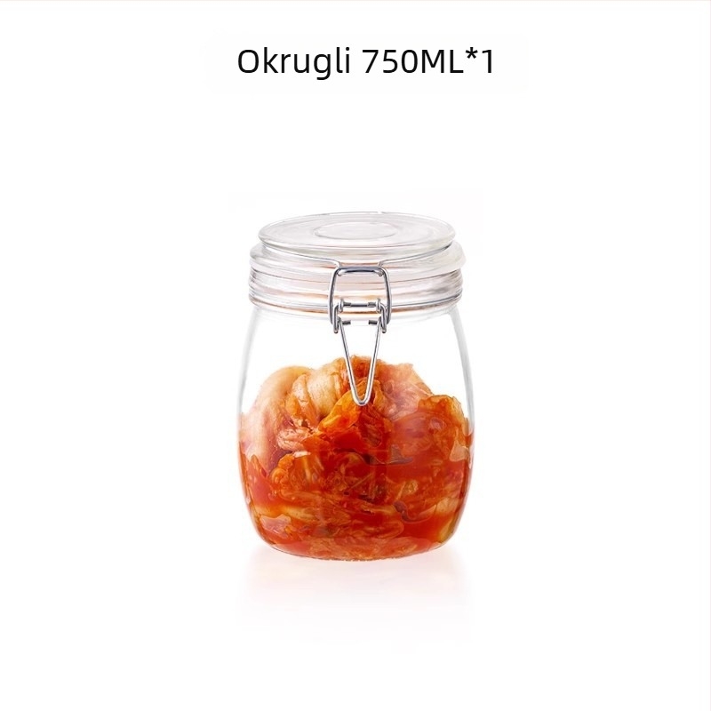 Aileyou staklena posuda za skladištenje sa zatvaračem klik, okrugla, svijetao luksuzni stil