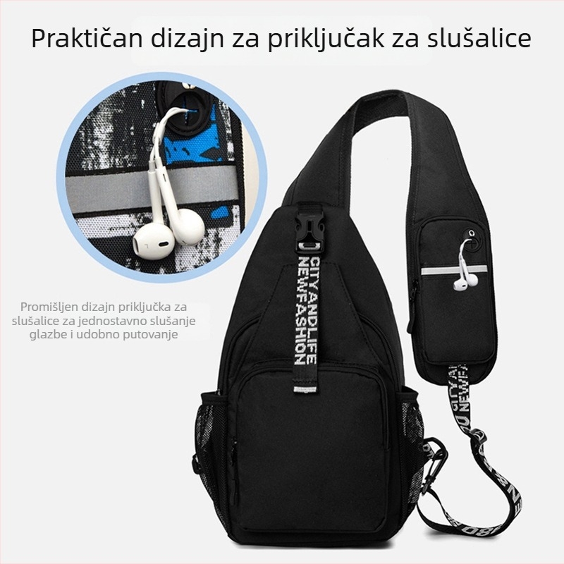 Muška torba za prsa Vigoni, Oxford tkanina, ulični stil, prozračna, vodootporna, ultra lagana, antibakterijska, podstava od poliesteru