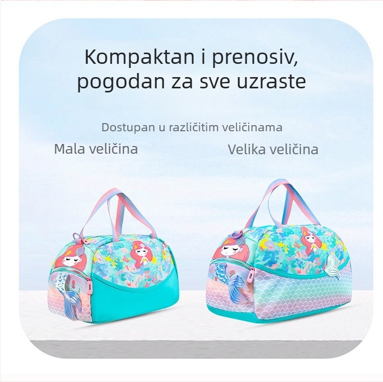 Dječja torba preko ramena s crtićem, svjež stil, velika kapaciteta, dizajn blok boja, lagana