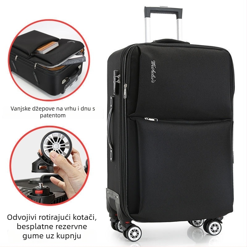Putni kofer od karbonskih vlakana, zatvarač na zip, okretni kotači, za muškarce, standardno kombinirano zaključavanje