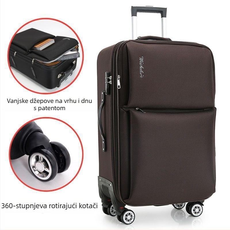 Putni kofer od karbonskih vlakana, zatvarač na zip, okretni kotači, za muškarce, standardno kombinirano zaključavanje