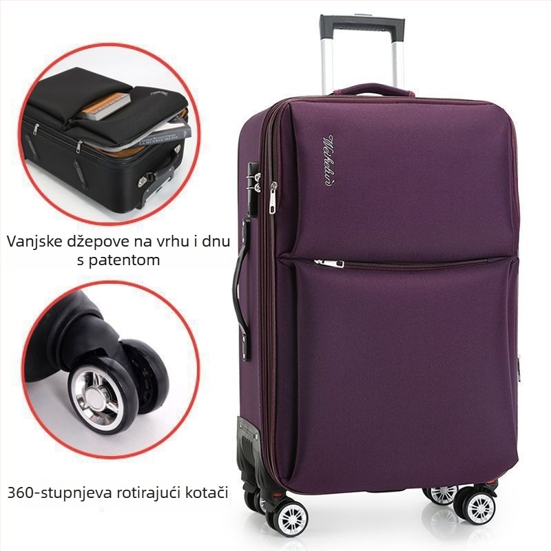 Putni kofer od karbonskih vlakana, zatvarač na zip, okretni kotači, za muškarce, standardno kombinirano zaključavanje