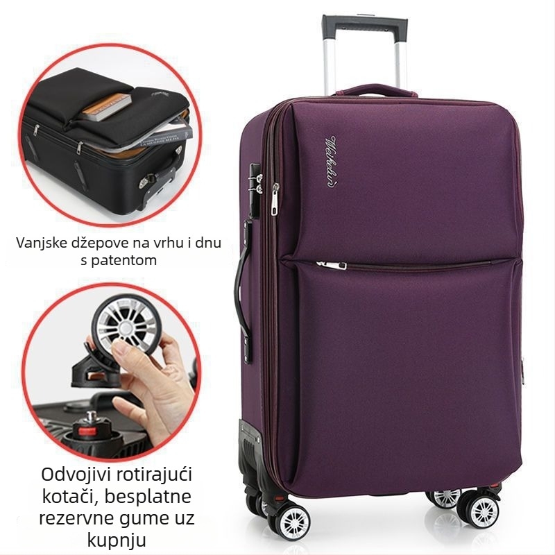 Putni kofer od karbonskih vlakana, zatvarač na zip, okretni kotači, za muškarce, standardno kombinirano zaključavanje