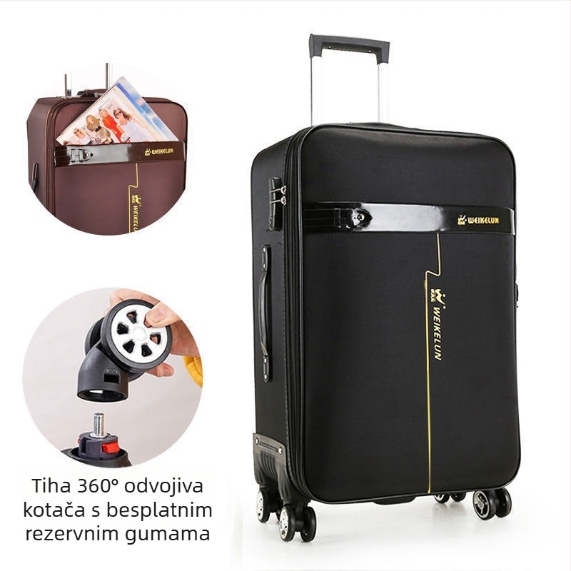 Putni kofer od karbonskih vlakana, zatvarač na zip, okretni kotači, za muškarce, standardno kombinirano zaključavanje