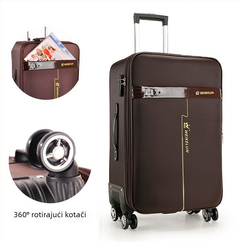 Putni kofer od karbonskih vlakana, zatvarač na zip, okretni kotači, za muškarce, standardno kombinirano zaključavanje