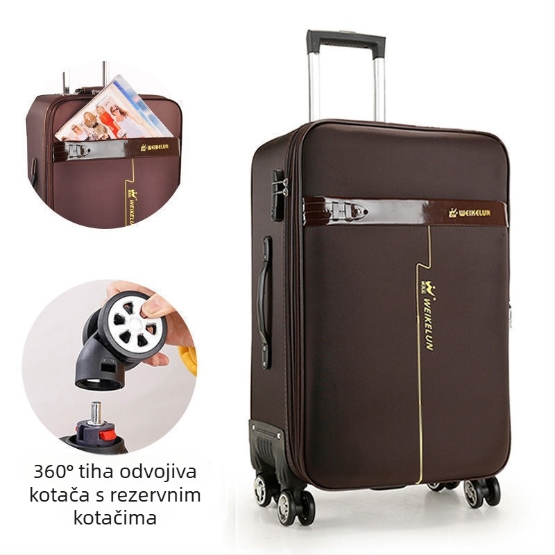 Putni kofer od karbonskih vlakana, zatvarač na zip, okretni kotači, za muškarce, standardno kombinirano zaključavanje