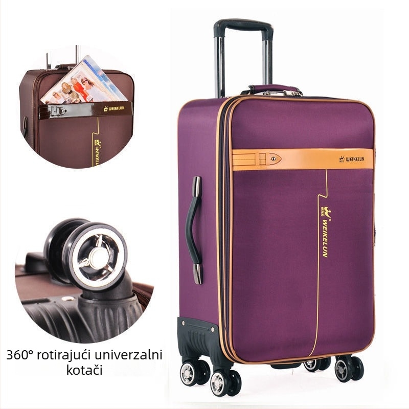 Putni kofer od karbonskih vlakana, zatvarač na zip, okretni kotači, za muškarce, standardno kombinirano zaključavanje