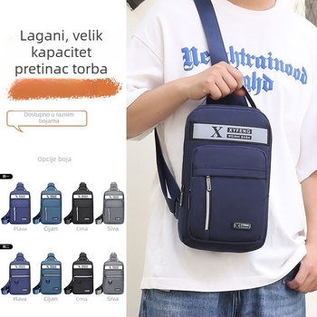 Muška torbica za prsa - vodootporna Oxford tkanina, otporna na habanje, uzorak s slovima, podstava od poliestera, velika kapaciteta, korejskog stila