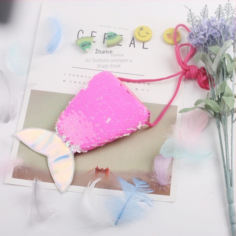 Crossbody torbica s repom sirene za djevojčice, šljokice, geometrijski uzorak, podstava od poliestera