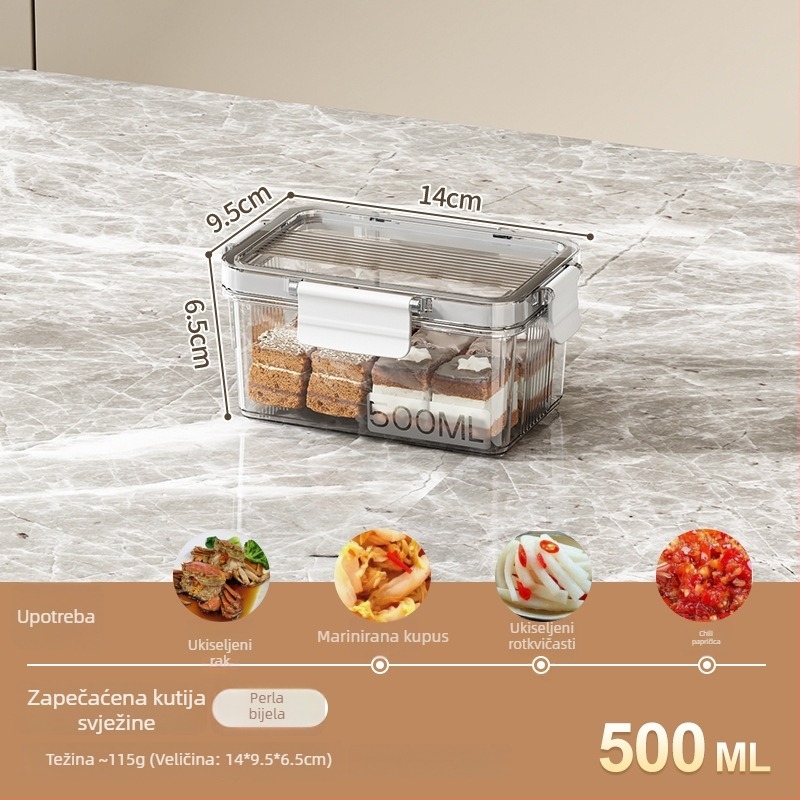 Kutija za skladištenje u hladnjaku s poklopcem, PET plastika, prehrambena klasa, model MM-8005
