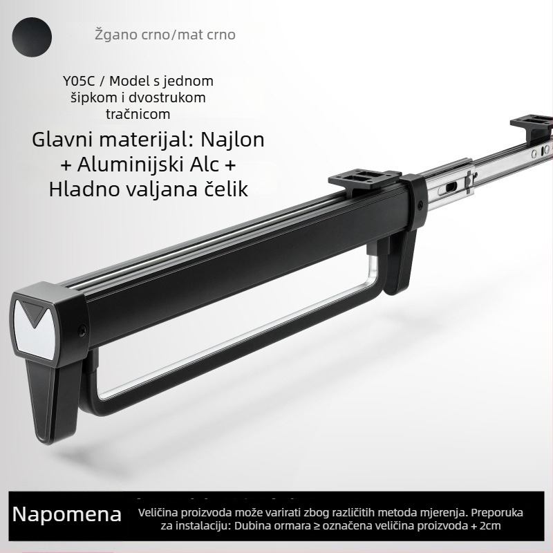 Izvučni držač za hlače s kliznom šinom; materijal: najlon + čelična legura; model: K-007/008; marka: Yabaoli