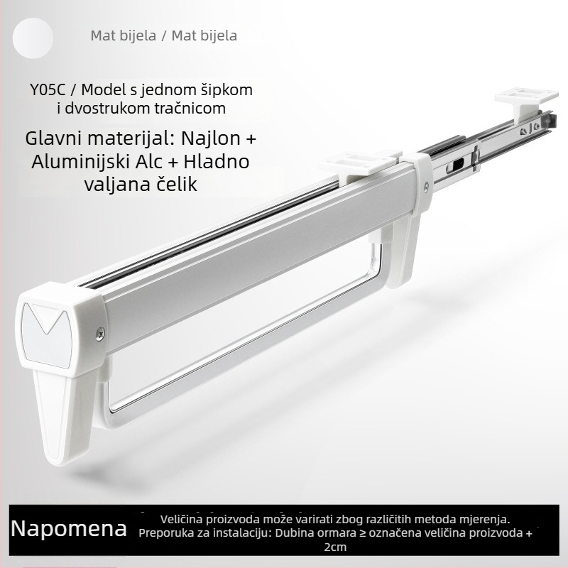Izvučni držač za hlače s kliznom šinom; materijal: najlon + čelična legura; model: K-007/008; marka: Yabaoli