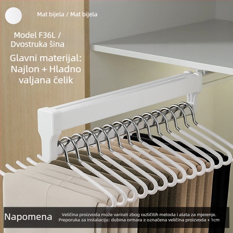 Izvučni držač za hlače s kliznom šinom; materijal: najlon + čelična legura; model: K-007/008; marka: Yabaoli