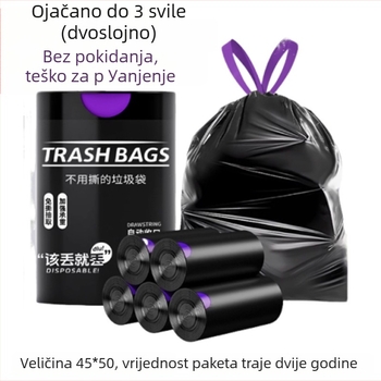 Vreća za otpad sa šnuralom, PE materijal, debela, višekratna, za kućnu upotrebu