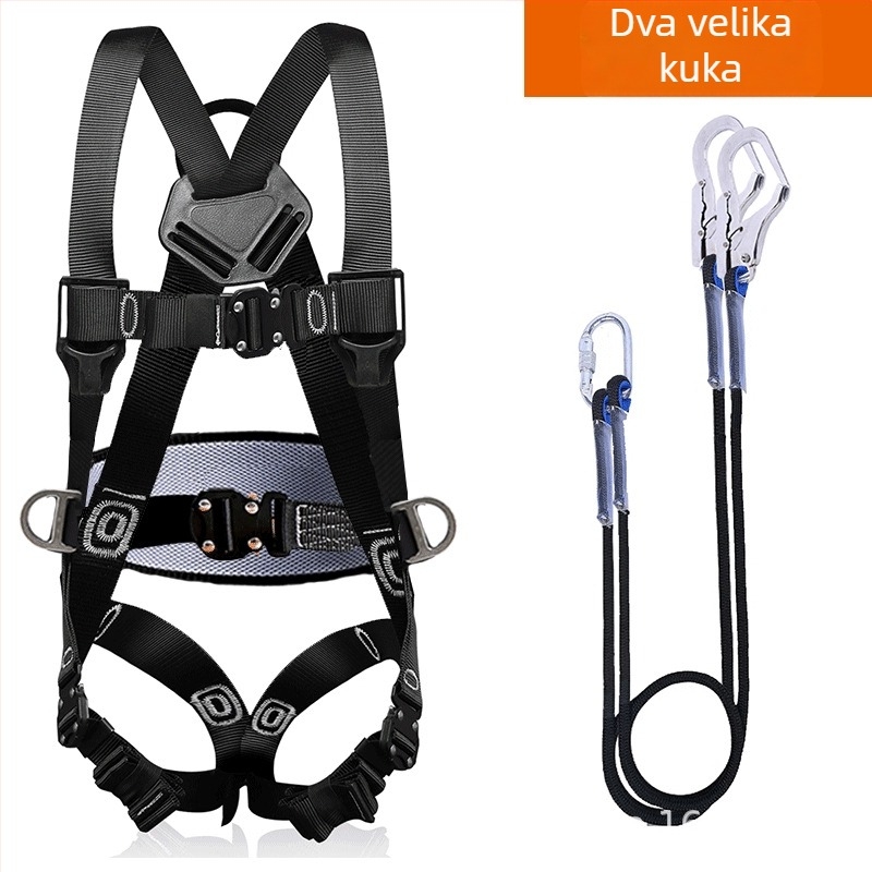 Guangjia Pojas sigurnosti za cijelo tijelo s pet točaka, s dvostrukim karabinom – sigurnosna užad duljine 1,8 m, nosivost 100 kg, rad na visini