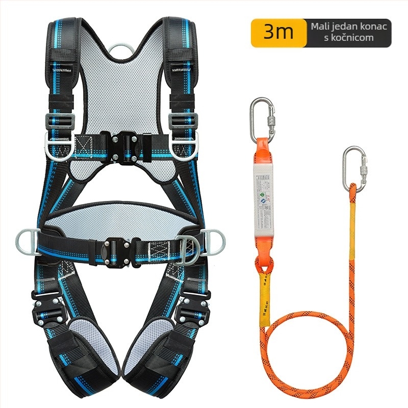 Petopunktni sigurnosni pojas za cijelo tijelo s zaštitom leđa i nogu, s blokirajućim kopčama, za rad na visini i u građevini
