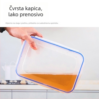 Kutija za hranu od PP plasta sa silikonom, velika kapaciteta, kvadratnog oblika, mikrovalno sigurna