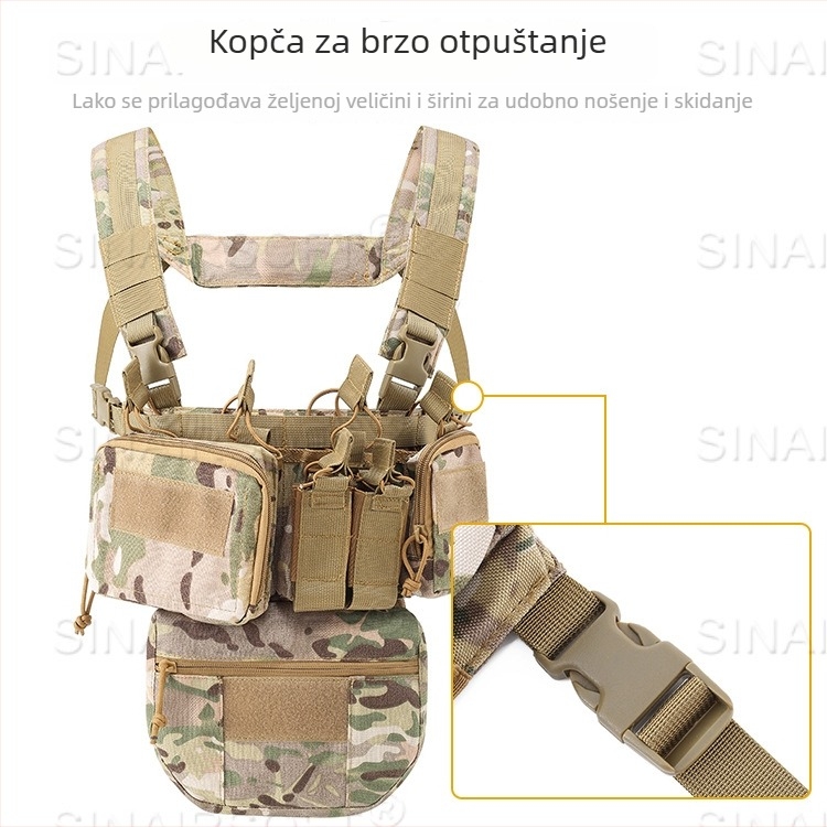 Taktična prsluk za prsa s brzom otpuštanjem, 1000D najlon, lagan, višefunkcionalan