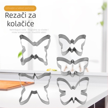 Nehrđajući čelični kalup za kekse u obliku leptira - 5 komada (za kekse i voće)