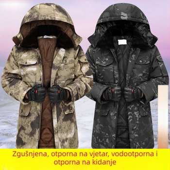 Muška kamuflažna pamučna jakna, vodootporna, s odvojivom punom podstavom, srednje duljine, tkanina corduroy-linen