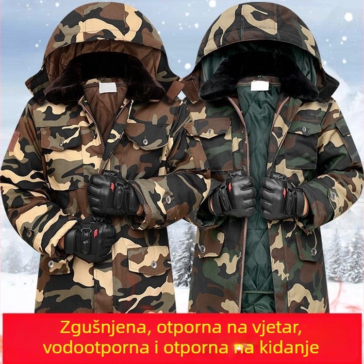 Muška kamuflažna pamučna jakna, vodootporna, s odvojivom punom podstavom, srednje duljine, tkanina corduroy-linen
