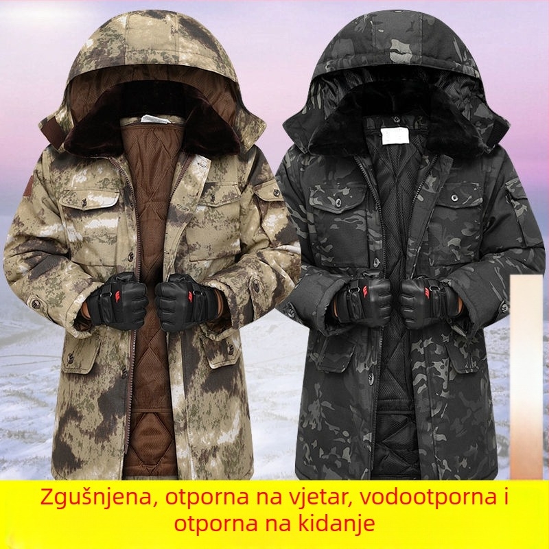 Muška kamuflažna pamučna jakna, vodootporna, s odvojivom punom podstavom, srednje duljine, tkanina corduroy-linen