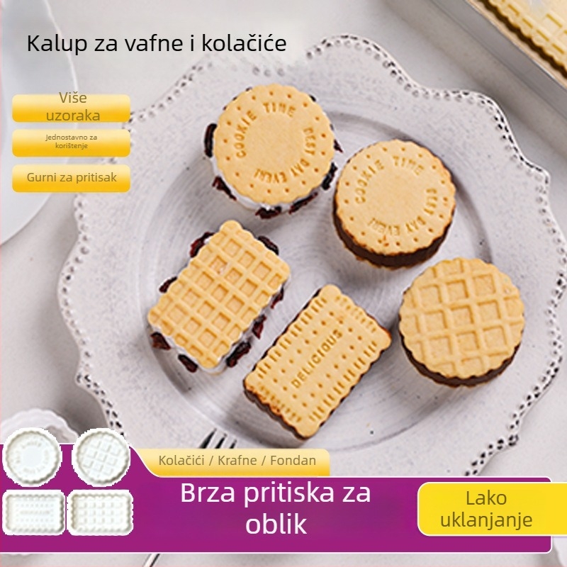 Skup kalupa za izradu keksa za pečenje — okrugli oblik, ABS materijal, retro/antik stil, težina 76 g, serija Waffle cutting die set