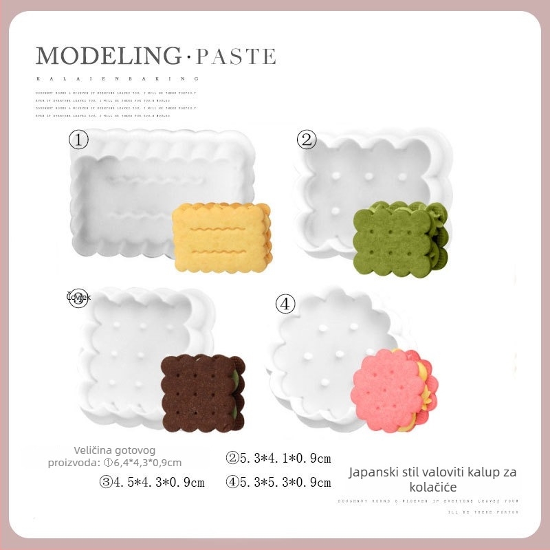 Skup kalupa za izradu keksa za pečenje — okrugli oblik, ABS materijal, retro/antik stil, težina 76 g, serija Waffle cutting die set