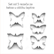 Nehrđajući čelični kalup za kolačiće u obliku leptira – 5-dijelni set za DIY pečenje