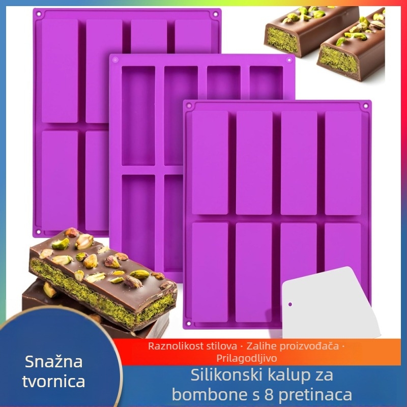 8-dijelni pravokutni silikon kalup za sapune i pečenje, ručni sapun s aromom, ukrašavanje torti, čokolada, keksi i nugat