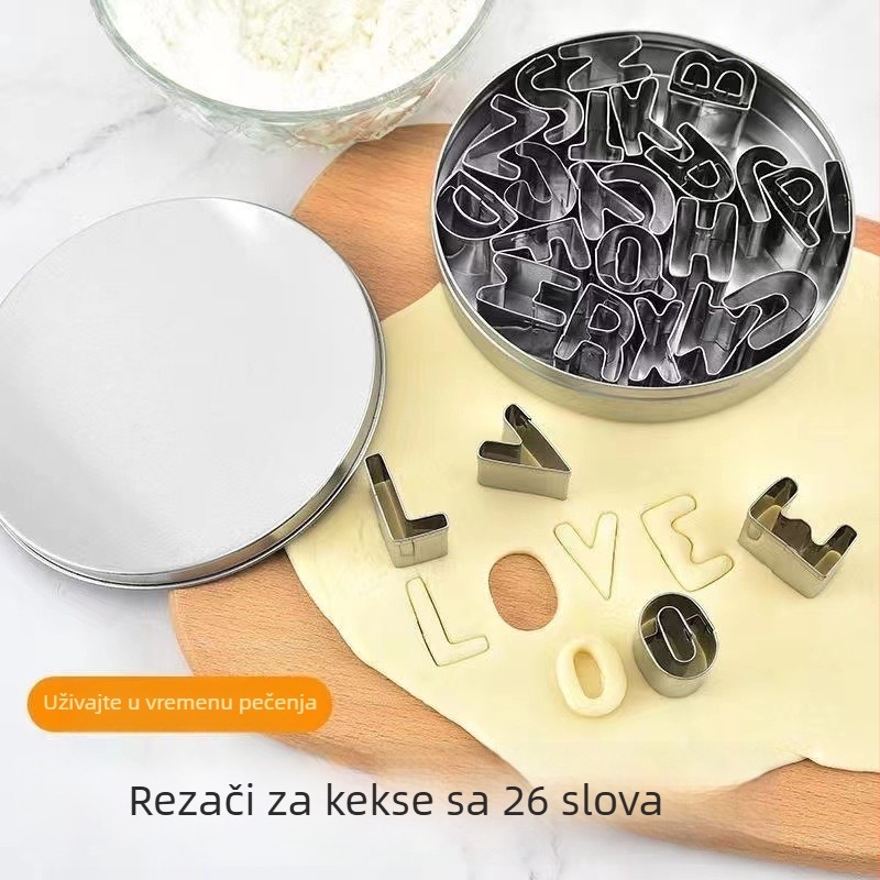 26 slova od nehrđajućeg čelika – kalupi za kekse s alfabetom i rezanje povrća i voća, DIY alat za pečenje