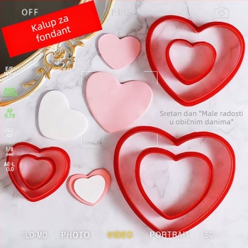 Set oblika za fondant za tortu, 6 kom, nepravilnog oblika, ABS materijal, oblici: petokraka zvijezda i srce